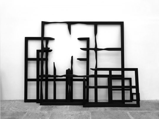 John Cornu, Macula, 2008-2021 Wood, paint and wax - 9 elements . Dimensions variable