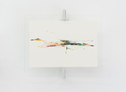 Muroe, Untitled, 2021<br>Copic marker, acrylic,  paint on paper, framed. Unique
32,5 x 38 cm
