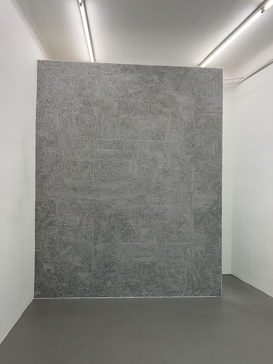One line wall drawing,<br>Edding on Rigips,
309 x 252 cm
Photo: GalerieGillaLoercher
