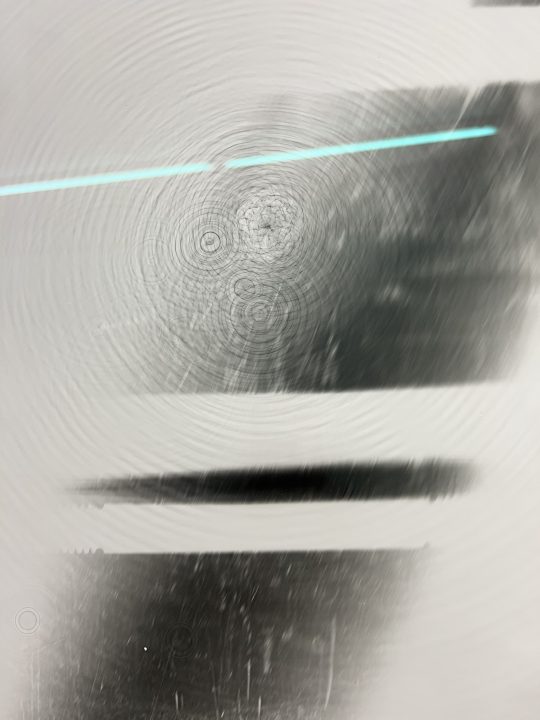 2 Water Photograms (3.1. + 3.2)<br>Satin Argentic Paper, anti UV-glass, framed
80 x 120 cm (each photogram is 51 x 60 cm)