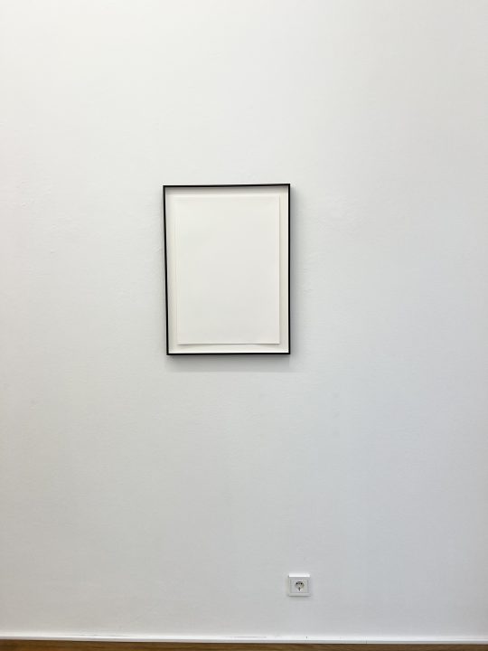 Christian Pilz, Untitled 10, 2018. White ink on white paper, framed. IMG_7784