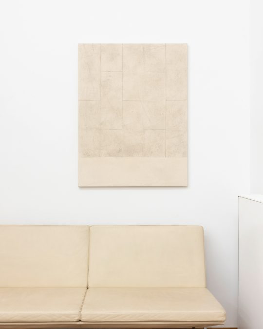 installation view. Ivan Liovik Ebel. Ghost of Resistance 2021. Dirt on canvas. 105 x 80 cm. GOR-1